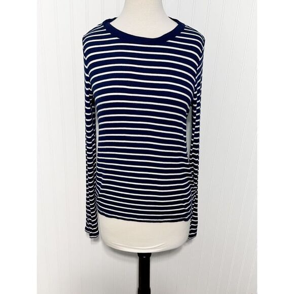 So Women's Striped‎ Crew Neck Pullover Long Sleeve Top Blue White Size Medium - Picture 5 of 9